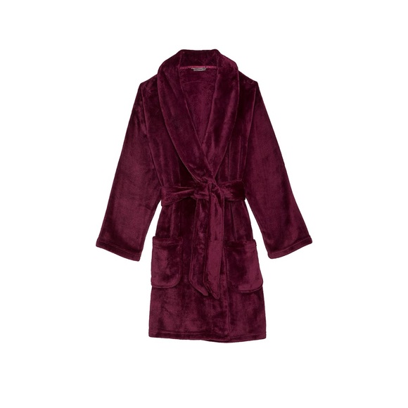 Victoria’s secret burgundy soft cozy short robe size XS/S - Picture 3 of 3